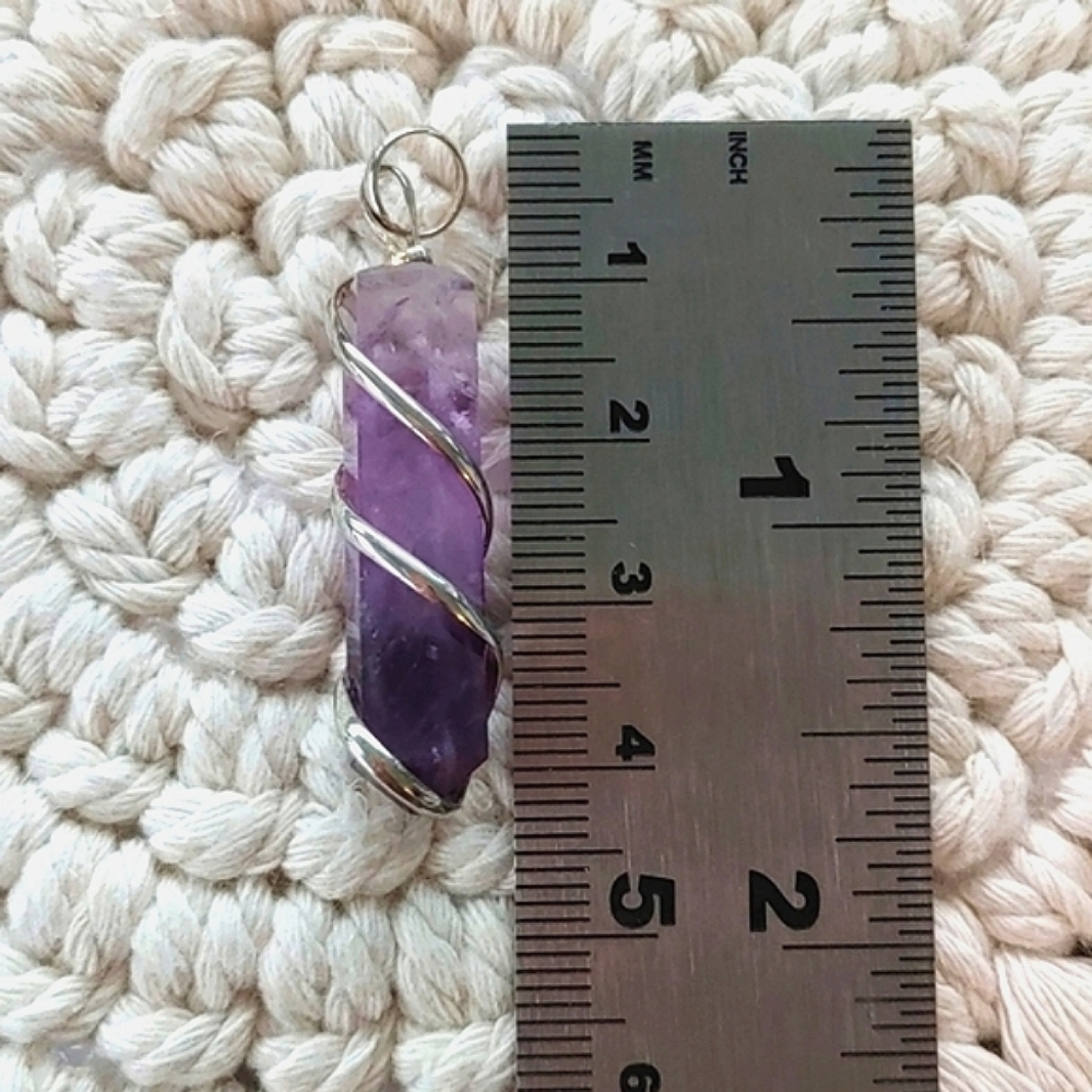 Real silver and amethyst pendant - Picture 2 of 2